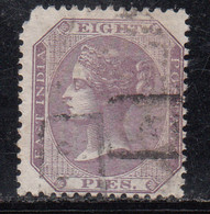 8p Purple, Elephant Watermark ,1865 Eight Pies, British East India Used, Cond., Perf., Short - 1858-79 Kronenkolonie