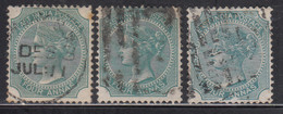 3 Diff., Shades British East India Used 1866, Four Annas  Elephant Wartermark, - 1858-79 Compañia Británica Y Gobierno De La Reina