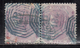 8p Pair, Col Mauve, Elephant Watermark ,1865 Eight Pies, British East India Used - 1858-79 Kronenkolonie