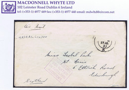 India Ceylon 1937 Airmail Cover MADRAS-LONDON To Scotland With AIRPLANE ACCIDENT Cachet, Flying Boat "Cygnus" - Posta Aerea