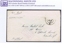 India Ceylon 1937 Airmail Cover MADRAS-LONDON To Scotland With AIRPLANE ACCIDENT Cachet, Flying Boat "Cygnus" - Corréo Aéreo