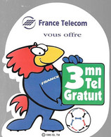 TICKET-TELEPHONE-PRIVE-FRANCE-TK-PR1c-FOOTIX-3MN -V°Série- N°B041807B-GRATTE-TBE/RARE - Tickets FT