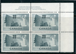 -Canada -1952-"Forest Products"- MNH (**) Plate Block - Plate Number & Inscriptions