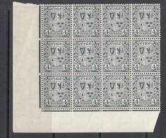 1940 Ireland 4p Slate Corner Block Of 12 MNH - Natural Gum Crease Affecting 4 Stamps (not Visible From Front) - Nuovi