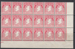 1941 Ireland 1p Carmine Rose Corner Block Of 18 MNH - Neufs