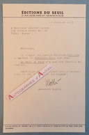 ● Emmanuel ROBLES Ecrivain Né à Oran وهران Editions Du Seuil Collins Londres - Prentice Hall USA Autographe Lettre 1973 - Schrijvers