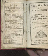 Annuaire Ou Calendrier Du Département De Lot Et Garonne Pour L'an XIV : Et Du 23 Septembre 1805 Au 1er Janvier 1807 - Co - Diaries