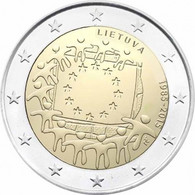 LITUANIA 2 EURO 2015 COMMEMORATIVO BANDIERA ANNIVERSARIO  FIOR DI CONIO     B.U. FROM ROLLS - Lituanie