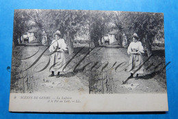 Scenes De Genre Carte Stereoscopique  La Laitiere &  La Cigale - 2 Cpa - Stereoskopie