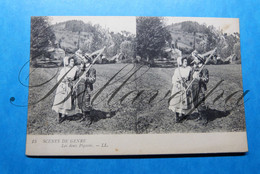 Scenes De Genre Carte Stereoscopique   Deux Pigeons & Le Meunier Son Fils Et L'ane 2 X Cpa - Stereoscope Cards