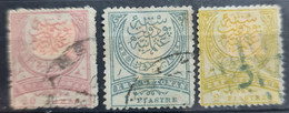 OTTOMAN EMPIRE 1890 - Canceled - Sc# 88, 89, 90 - Used Stamps