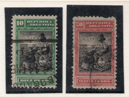 ARGENTINA Serie X 2 Sellos Usados TAMAÑO GRANDE LIBERTAD SENTADA Año 1899 – Valorizada En Catálogo € 63,00 - Used Stamps