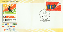 SPORTS- FIELD HOCKEY- HERO HONDA FIH WORLD CUP HOCKEY-DELHI-2010- SPECIAL COVER- INDIA-2010-BX3-34 - Jockey (sobre Hierba)