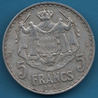 MONACO 5 FRANCS 1945 KM# 122 Louis II PRINCE DE MONACO - 1922-1949 Louis II