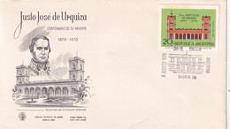 A21862 - FDC Justo Jose De Urquiza Centenario De Su Muerte Cover Envelope Unused 1970 Stamp Republica Argentina Palacio - FDC