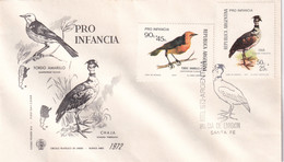 A21878 - FDC Pro Infancia Tordo Amarillo Chaja Cover Envelope Unused 1973 Stamp Republica Argentina Birds Dia De Emision - Passereaux