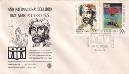 A21879 - FDC Ano International Del Libro Martin Fierro Cover Envelope Unused 1972 Stamp Republica Argentina - FDC