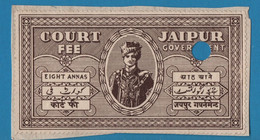 British India Postage JAIPUR State 8 Annas Court Fee Stamp TIMBRE FISCAL - Inde