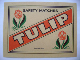 TULIP Safety Matches - Larger Matchbox Label (9,3 X 7 Cm) Czechoslovakia Export - Zündholzschachteletiketten