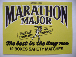 MARATHON MAJOR The Best In The Long Run - Larger Matchbox Label (9,3 X 7 Cm) Czechoslovakia Export UK - Zündholzschachteletiketten