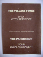 THE VILLAGE STORE Daily At Your Service THE PAPER SHOP -  Larger Matchbox Label (9,3 X 7 Cm) Czechoslovakia Export UK - Zündholzschachteletiketten