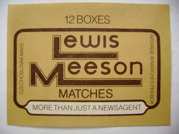 LEWIS MEESON Matches, More Then Just A Newsagent - Larger Matchbox Label (9,3 X 7 Cm) Czechoslovakia Export UK - Zündholzschachteletiketten