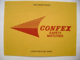 CONFEX Safety Matches - Larger Matchbox Label (9,3 X 7 Cm) Czechoslovakia Export UK - Zündholzschachteletiketten