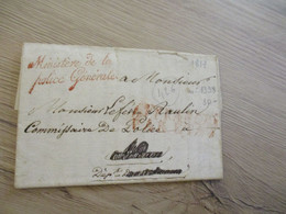 Lettre France Précurseur Paris 1817 Pour Oloron Pyrénées X2 Marques Rouges Dont Ministère Police Générale - 1801-1848: Précurseurs XIX