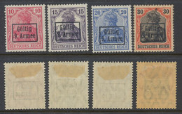 Romania WW1 Germany Occupation Set Of 4 Stamps With 9th Army Overprint MLH - Bezetting