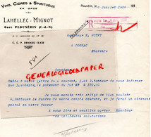 22- PLOUNERIN-GARE- RARE LETTRE LAHELLEC MIGNOT- VINS CIDRES SPIRITUEUX- A M. E. MOYET COGNAC  1938 - Food