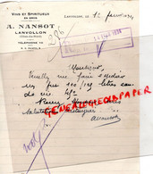 22- LANVOLLON- RARE LETTRE A. NANSOT-VINS SPIRITUEUX- 1952 - Food