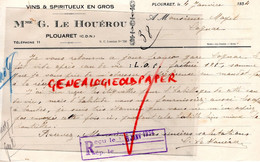 22- PLOUARET- RARE LETTRE MANUSCRITE MME G. LE HOUEROU-VINS SPIRITUEUX- 1934 A M. MAYET COGNAC - Levensmiddelen