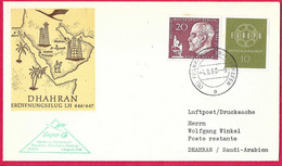 GERMANIA - FIRST FLIGHT LH646 FROM FRANKFURT TO DHAHRAN * 4.8.60* ON OFFICIAL COVER - Premiers Vols