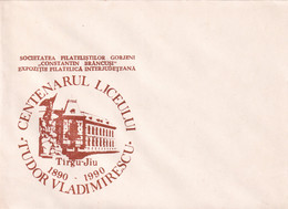 A21898 - Centenarul Liceului Tudor Vladimirescu Targu Jiu Societatea Filatelistilor Cover Envelope Unused 1990 Romania - Briefe U. Dokumente