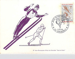 Carte-Maximum > X EME JEUX OLYMPIQUES D HIVER De GRENOBLE SAUT Et FOND TIMBRE FLAMME MAXIMUM FEV 1968 - 1960-1969