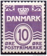 DENEMARKEN 1933-72 10öre Golflijn Zonder Harten Violet T III PF-MNH - Ungebraucht