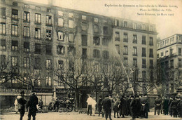 St étienne * Place De L'hôtel De Ville * Explosion De Dynamite Et Incendie De La Maison Giron * 1907 * Sapeurs Pompiers - Saint Etienne