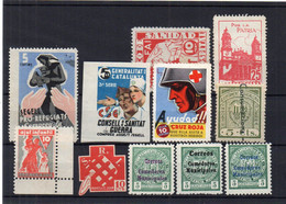 !!! ESPAGNE, LOT DE 11 VIGNETTES DE LA GUERRE D'ESPAGNE NEUVES - Spanish Civil War Labels