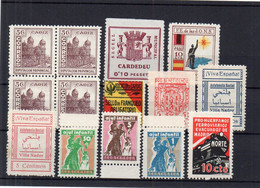 !!! ESPAGNE, LOT DE 14 VIGNETTES DE LA GUERRE D'ESPAGNE NEUVES - Spanish Civil War Labels