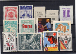 !!! ESPAGNE, LOT DE 13 VIGNETTES DE LA GUERRE D'ESPAGNE NEUVES - Spanish Civil War Labels