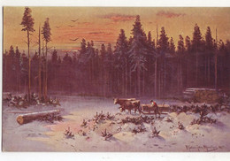 Carte à Thème - Illustration - Troupeau Dans La Neige  - 2790 - Baumgarten, F.