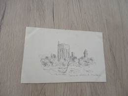 Dessin Original Non Signé Début XXè Sur Carton Format CPA Ruines Du Château De Monthazon - Dessins