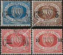 SM8-11U - San Marino 1892, Sassone Nr. 8/11, Serie Completa Di 4 Francobolli Usati Per Posta - Oblitérés