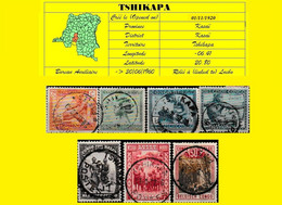 TSHIKAPA BELGIAN CONGO / CONGO BELGE =  CANCELATION STUDY X 7 STAMPS 1923/1941 PERIOD [G] - Errors & Oddities