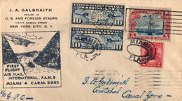 (R41) Scott 2 X C7 + C 11 + # 645 - Miami - Canal Zone - Air Mail F.A.M.5 - 1929 - Superbe. - 1c. 1918-1940 Cartas & Documentos