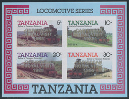 TANZANIA 1986, 10th Visit Of Queen Elizabeth II To The Caribbean (1985), MiNr. Block 44 With Silver Overprint "CARIBBEAN - Tanzanie (1964-...)