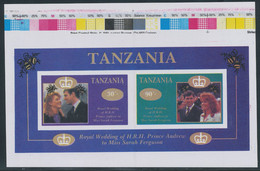 TANSANIA 1986, Hochzeit Von Prinz Andrew Und Sarah Ferguson, Extrem Selt. Postfr. Block: ABART: Ungezähnt Und Mit Print - Tanzanie (1964-...)