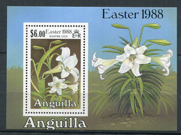 Anguilla ** Bloc N° 80 (petites Traces Noires En Haut Du Dos) Fleurs : Lys - Anguilla (1968-...)