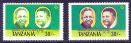 TANSANIA 1987, Präsident Nyere Und Nduyu Ali Hassan Mwinyi 30 Sh. Postfr. Kab.-Stück, ABART: Fehlende Farbe Lila - Tansania (1964-...)