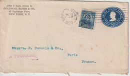 Entier 1904 Des Etats Unis Pour La France Par Bateau La Touraine - 1901-20